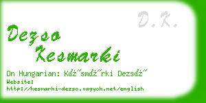 dezso kesmarki business card
